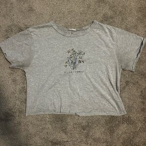 Gray T-Shirt with Floral Graphic